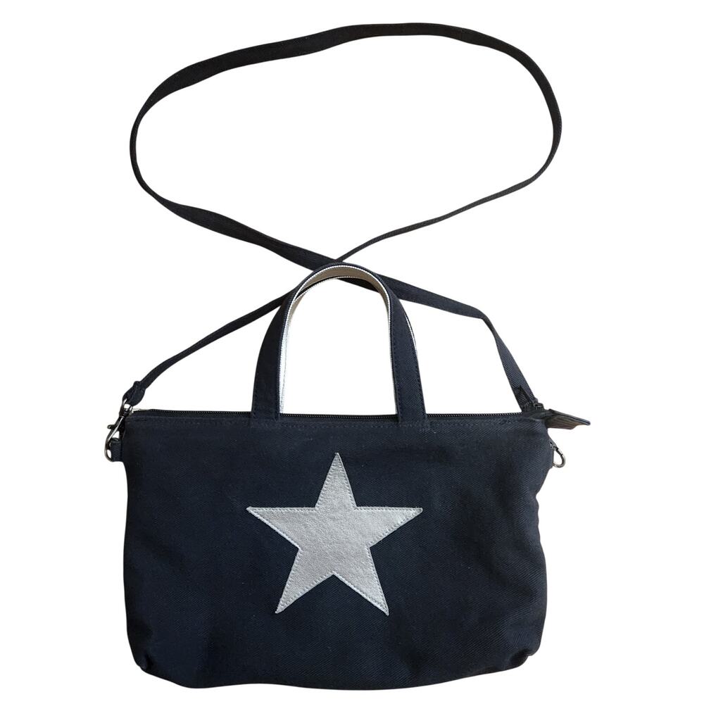 Annie Hammer "Revenge" Black Canvas Crossbody Star Tote Handcrafted Artisan Bag